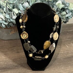 Black and Gold Large Bead Necklace